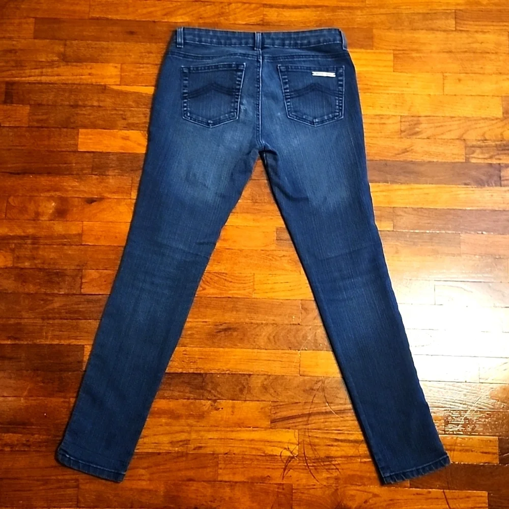 Michael Kors Womens Faded Dark Wash Skinny Jeans